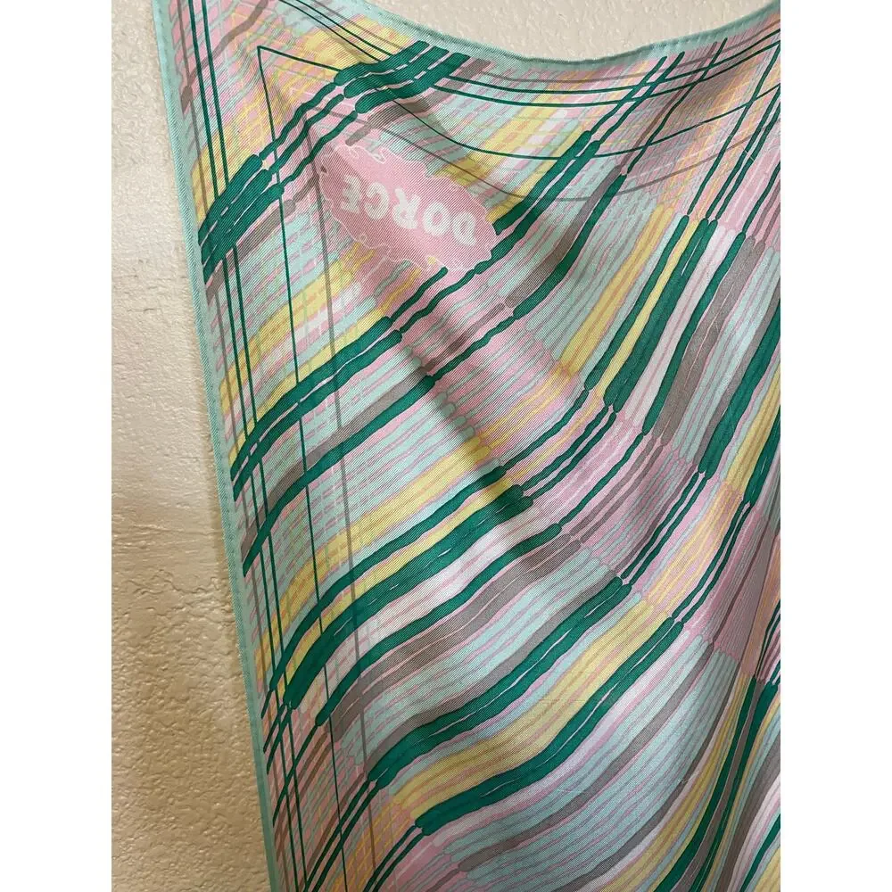 VTG Dorce Pastel Striped Mid Century Modern Style Neck Scarf 43 in by 13.5 in